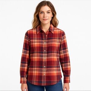 Old Navy womens Size XL Boyfriend Shirt Red & Navy cozy fall classic outdoor